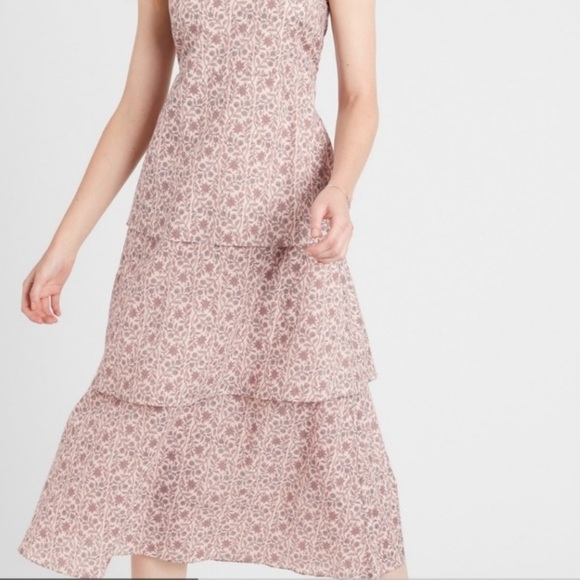 Banana Republic Factory Pink Boehme Tiered Midi Dress - Picture 3 of 7